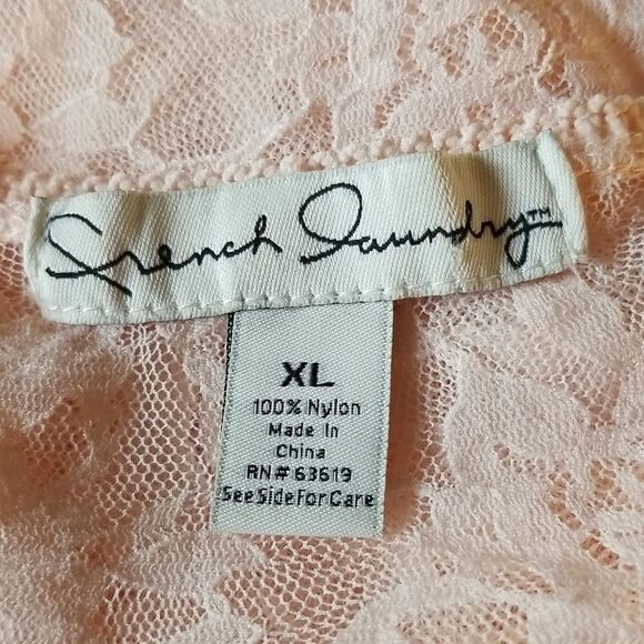 French Laundry Blush Pink Antique Style Lace Long Sleeve Blouse Size XL - Picture 4 of 6